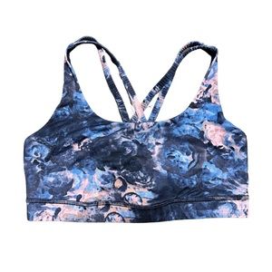 VGUC Lululemon Energy Bra- Moody mirage bark berry deep navy size 8